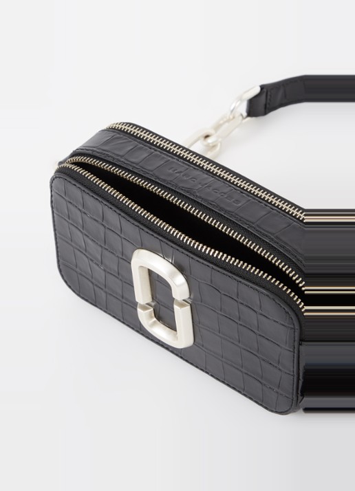 Marc Jacobs The Snaphot schoudertas van leer met crocostructuur - detail 3 zwart