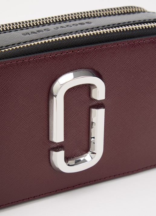 Marc Jacobs The Snapshot crossbodytas van leer met afneembare schouderriem - detail 4 bordeauxrood