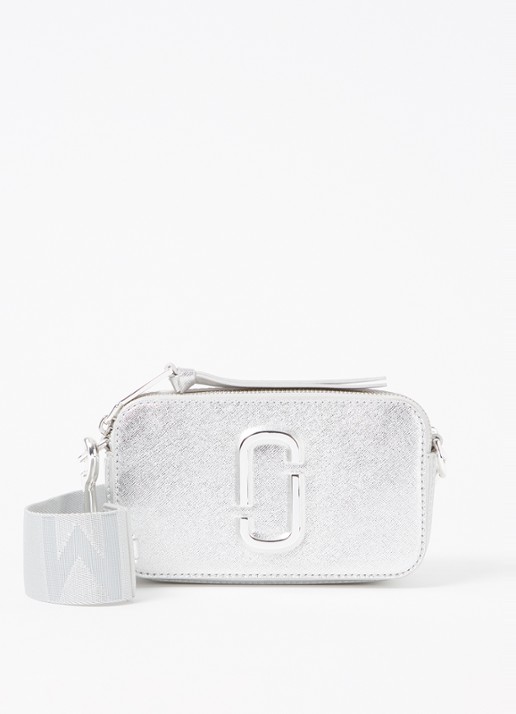 Marc Jacobs The Snapshot crossbodytas van leer - voorkant 5 zilver