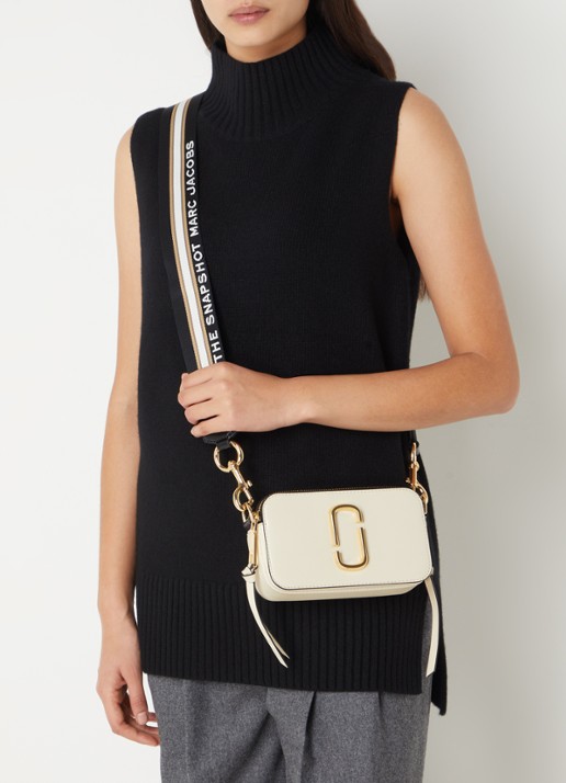 Marc Jacobs The Snapshot crossbodytas van leer - voorkant 2 ivoor