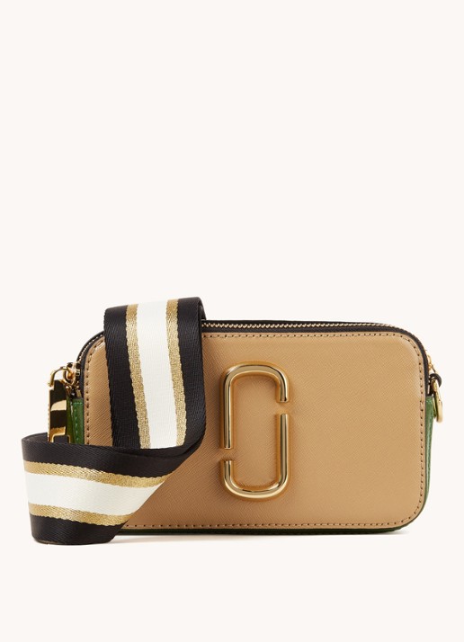 Marc Jacobs The Snapshot crossbodytas van leer - voorkant beige