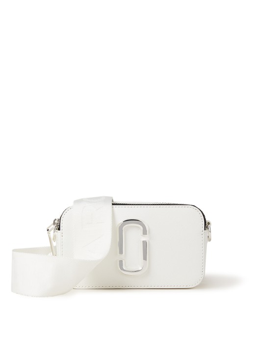 Marc Jacobs The Snapshot DTM crossbodytas van leer - voorkant gebroken wit