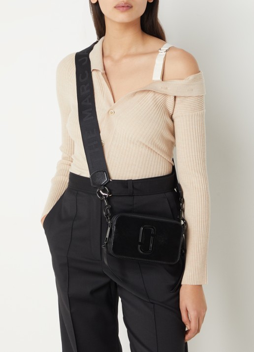 Marc Jacobs The Snapshot DTM crossbodytas van leer - voorkant 3 zwart