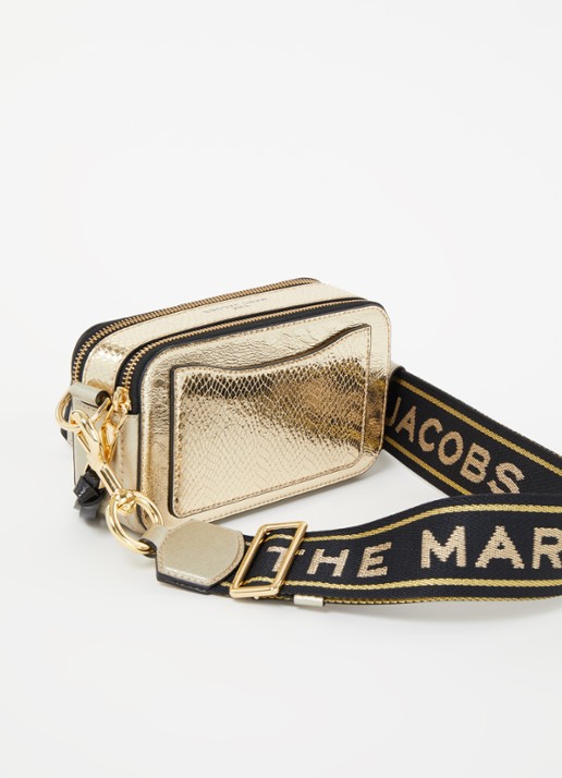 Marc Jacobs The Snapshot Metallic crossbodytas van leer - achterkant 5 goud