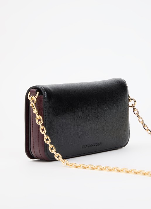 Marc Jacobs The Snapshot Wallet On Chain clutch van lakleer met afneembare schouderriem - achterkant zwart
