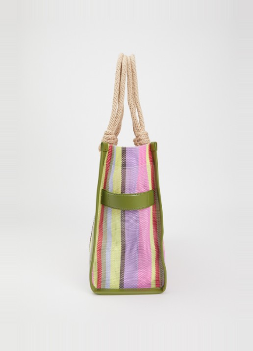 Marc Jacobs The Stripe Large Tote shopper met leren details en streepprint - detail 4 multicolor
