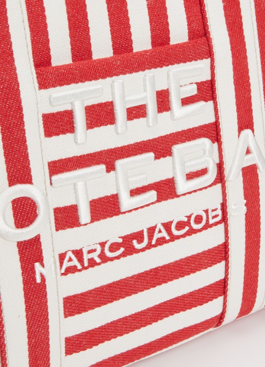 Marc Jacobs The Stripe Medium Tote handtas van canvas met leren details - detail 5 rood