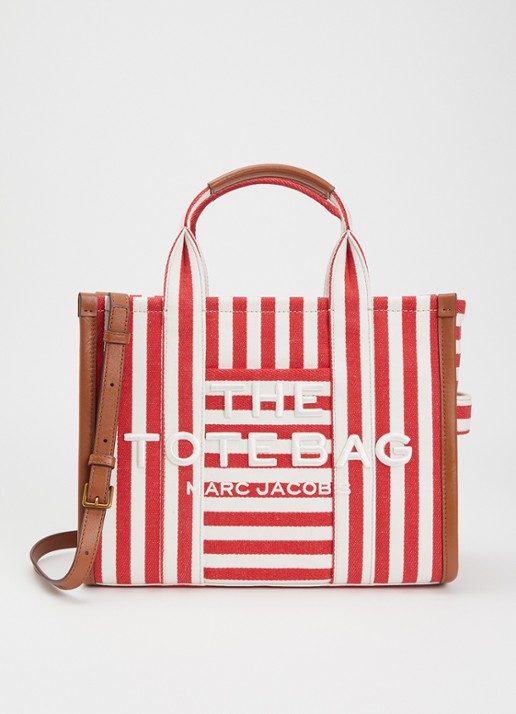 Marc Jacobs The Stripe Medium Tote handtas van canvas met leren details