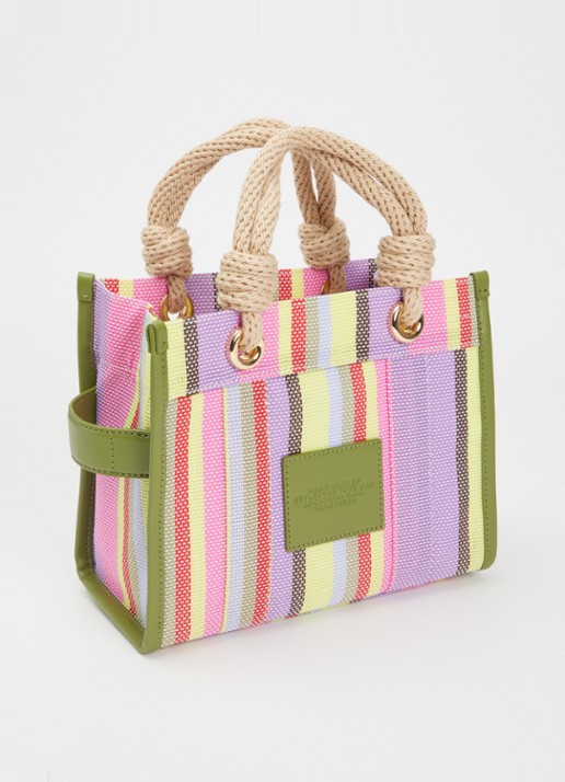 Marc Jacobs The Stripe Small Tote handtas met leren details - achterkant 6 multicolor