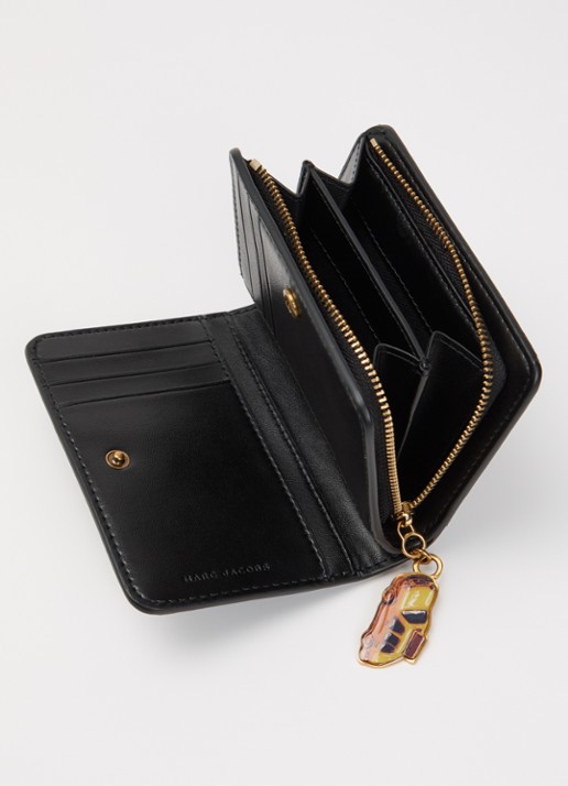 Marc Jacobs The Trinket Utility Snapshot Mini portemonnee van leer met print - voorkant 2 donkerblauw
