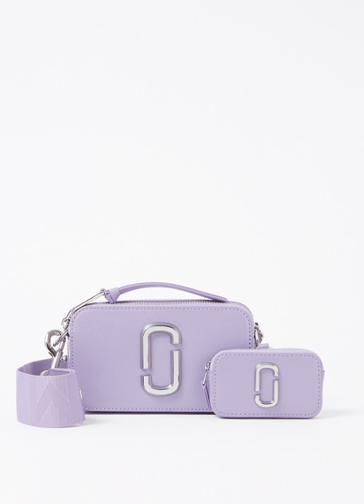 Marc Jacobs The Utility Snapshot crossbodytas van leer met logo - voorkant lila