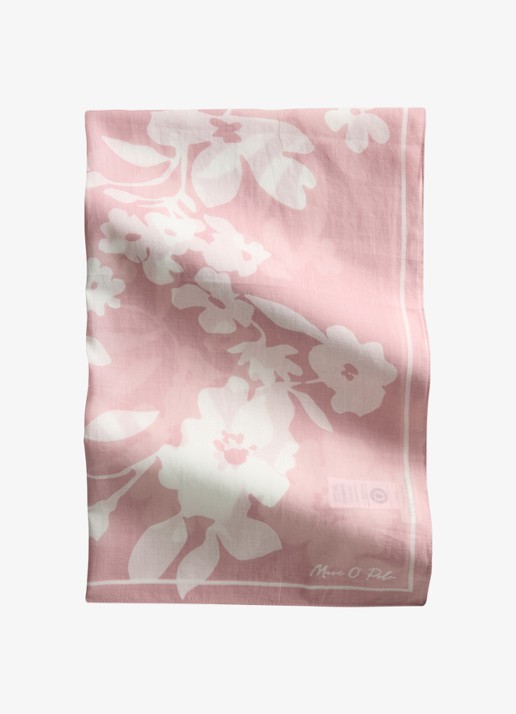 Marc O'Polo Bandana met bloemenprint 55 x 55 cm - detail 3 light pink multi 02 / roze