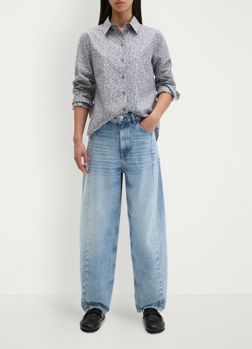 Marc O'Polo Blouse met bloemenprint - voorkant 5 lichtblauw