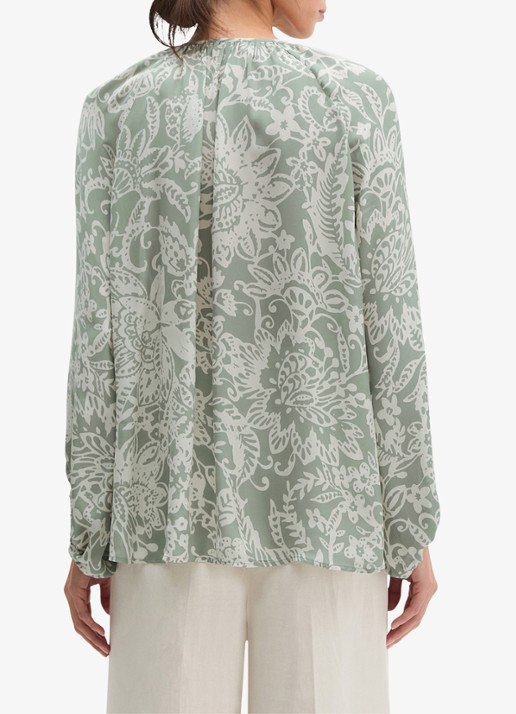 Marc O'Polo Blouse met bloemenprint - achterkant 2 lindegroen