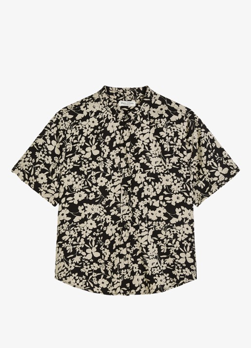 Marc O'Polo Blouse met bloemenprint - voorkant 4 black_multi_04-0096 / zwart