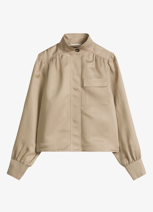 Marc O'Polo Blouse met borstzak - voorkant sandpaper-2326 / beige