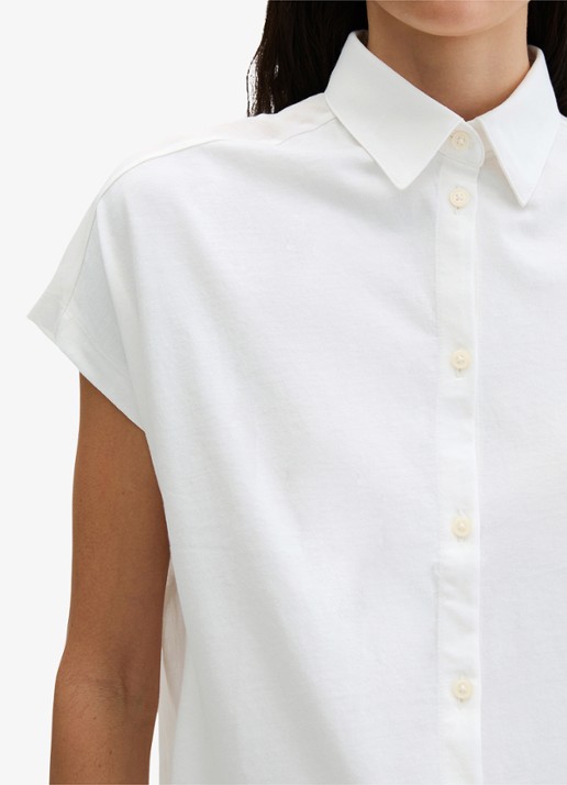 Marc O'Polo Blouse met kraag - detail 2 white cotton-1180 / wit
