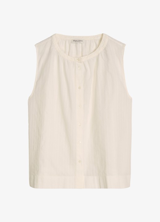 Marc O'Polo Blouse met ronde hals - voorkant 2 white cotton-1180 / wit