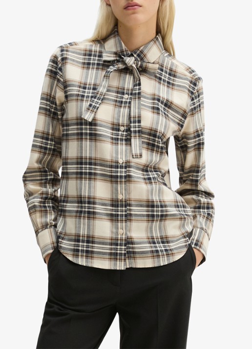 Marc O'Polo Blouse met ruitdessin en strikdetail