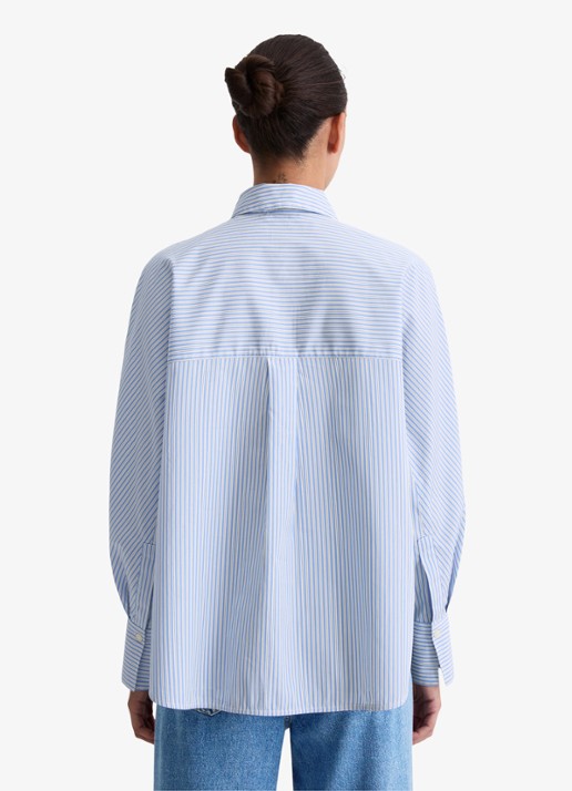 Marc O'Polo Blouse met streepprint - achterkant 3 lichtblauw