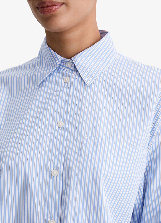 Marc O'Polo Blouse met streepprint - detail 5 lichtblauw