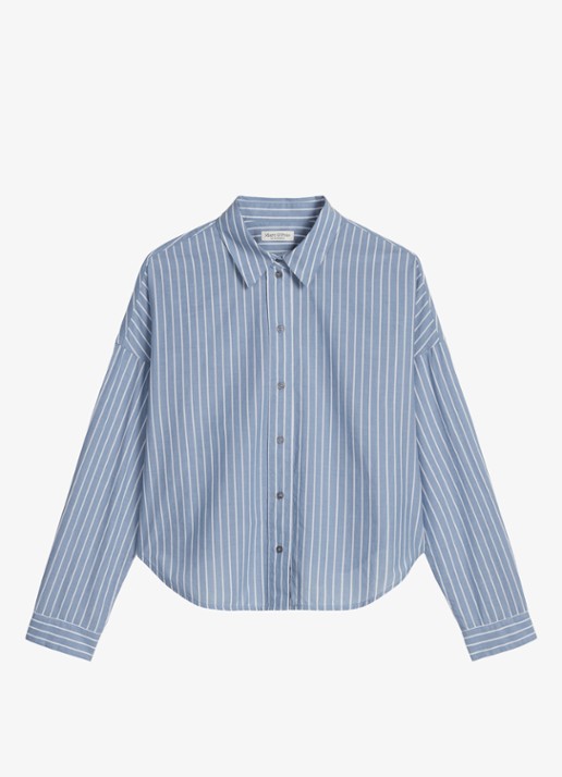 Marc O'Polo Blouse met streepprint - voorkant 2 blauw