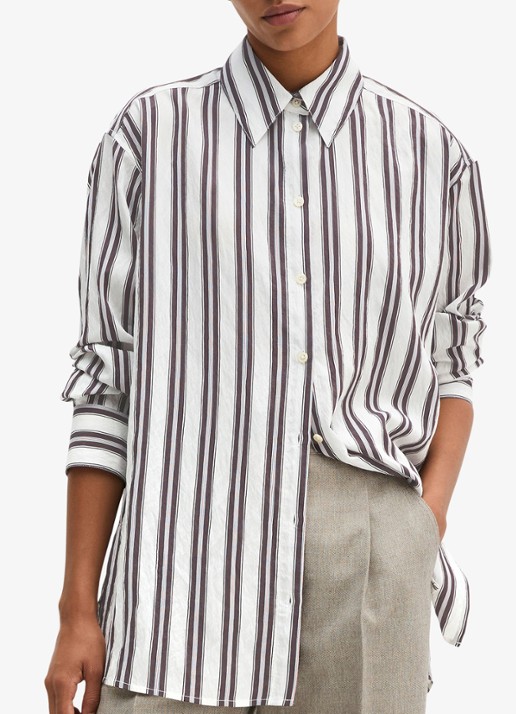 Marc O'Polo Blouse met streepprint - detail 4 bruin