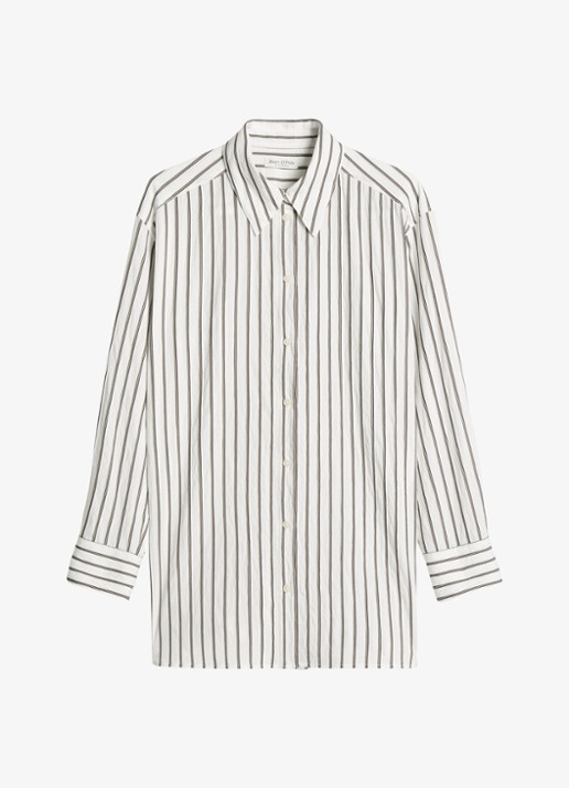 Marc O'Polo Blouse met streepprint - voorkant 2 middengrijs