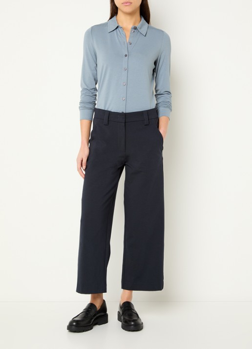 Marc O'Polo Blouse met textuur - voorkant 2 blauwgrijs