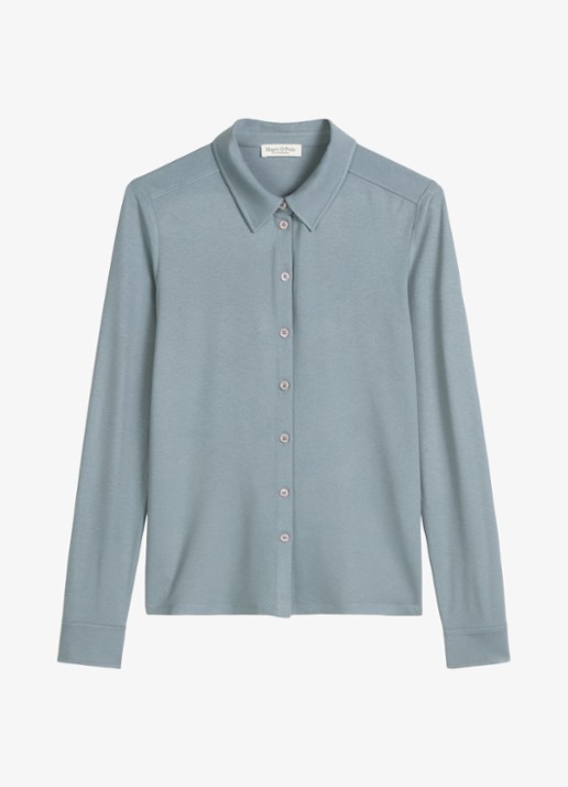 Marc O'Polo Blouse met textuur - voorkant 3 blauwgrijs