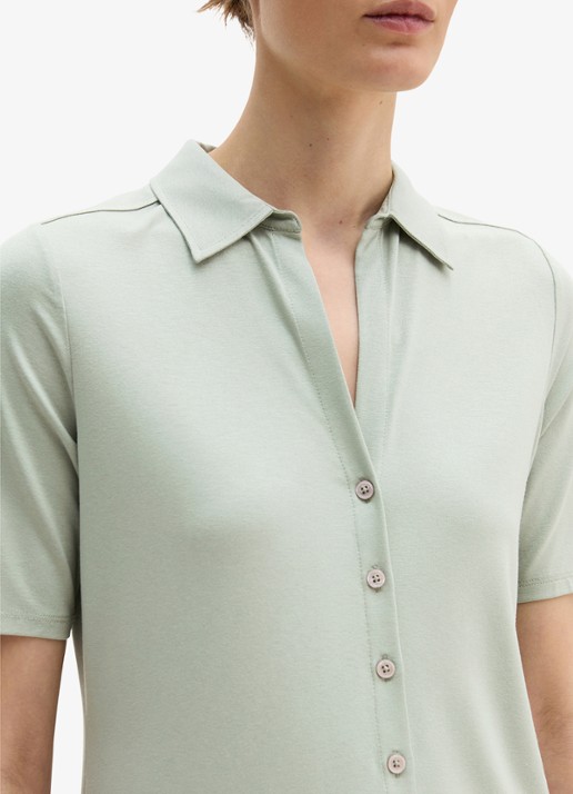 Marc O'Polo Blouse met wide spread kraag - detail 4 lindegroen