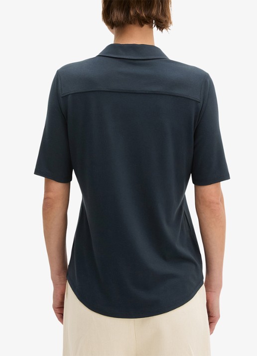 Marc O'Polo Blouse met wide spread kraag - achterkant 5 donkerblauw