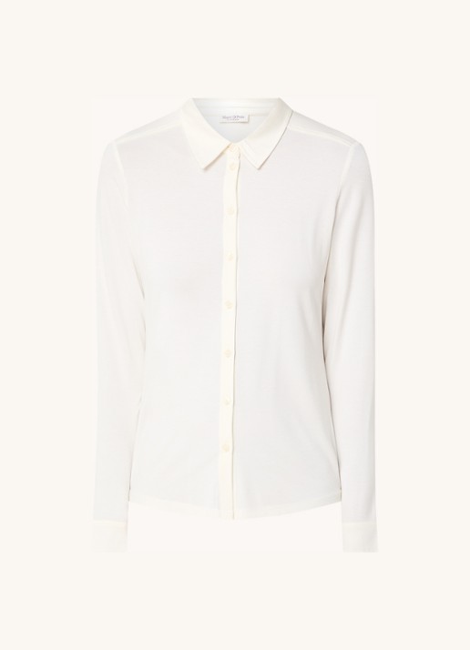 Marc O'Polo Blouse van jersey met stretch - voorkant gebroken wit