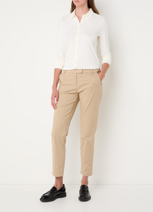 Marc O'Polo Blouse van jersey met stretch - voorkant 2 gebroken wit