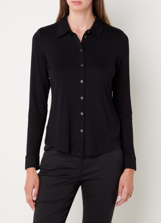Marc O'Polo Blouse van jersey met stretch - detail 4 zwart