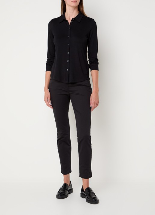 Marc O'Polo Blouse van jersey met stretch - voorkant 3 zwart
