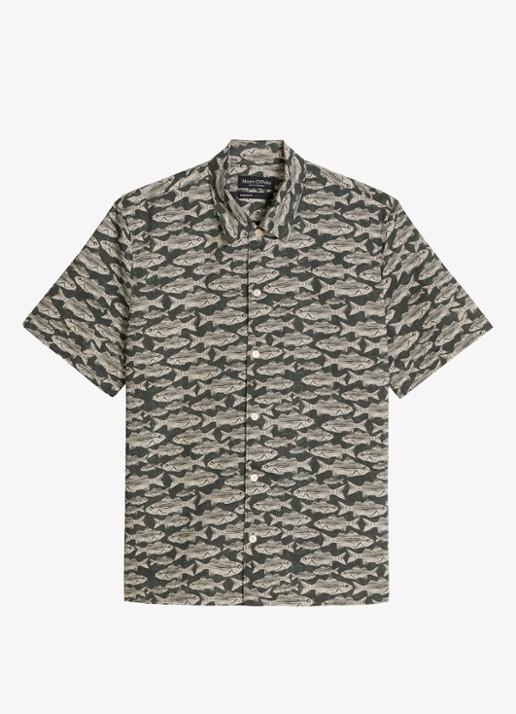 Marc O'Polo Blouse van katoen met print - voorkant 2 bright green_multi_13-3675 / groen