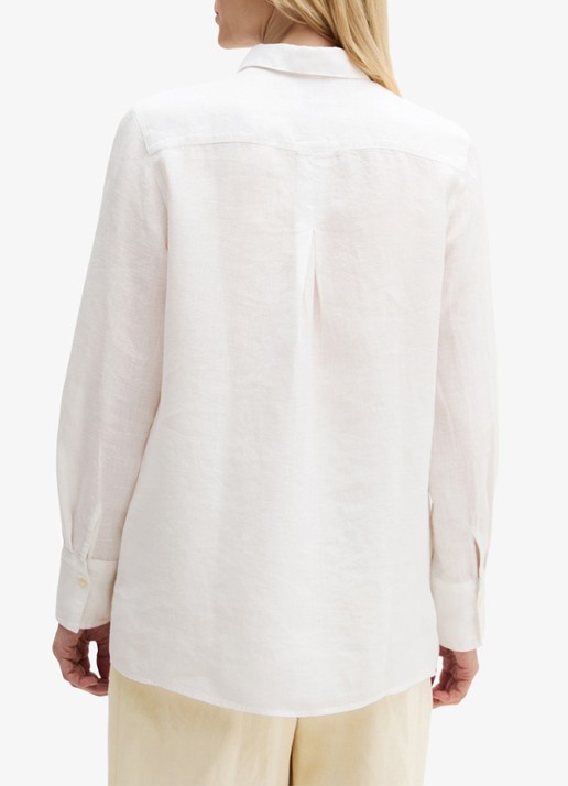 Marc O'Polo Blouse van linnen met borstzak - achterkant wit