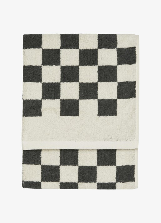 Marc O'Polo Checker badhanddoek - 550 gr/m2 - detail antraciet