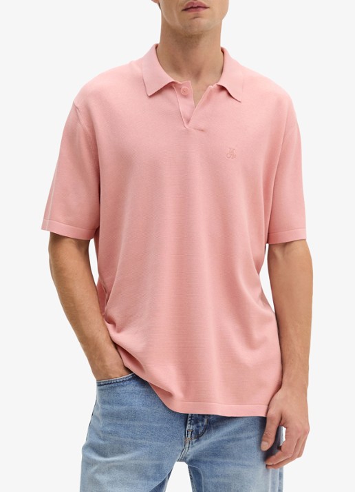 Marc O'Polo Comfort fit polo met logoborduring - detail 4 rose mauve-8181 / roze