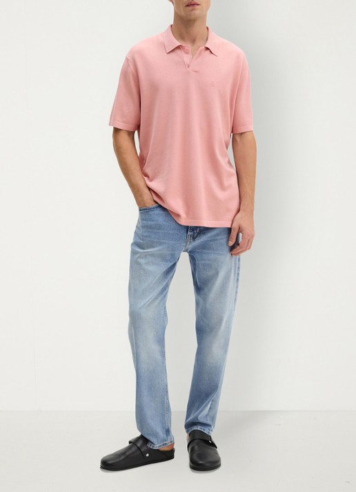 Marc O'Polo Comfort fit polo met logoborduring - voorkant 3 rose mauve-8181 / roze