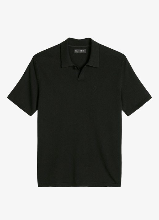 Marc O'Polo Comfort fit polo met logoborduring - voorkant 2 black-0001 / zwart