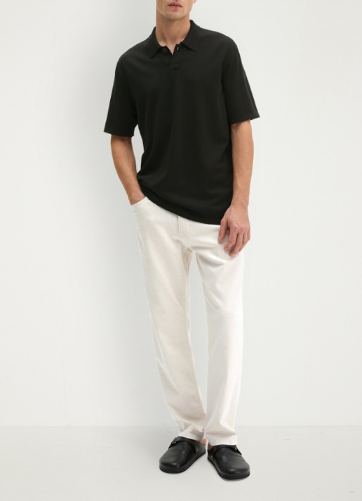 Marc O'Polo Comfort fit polo met logoborduring - voorkant 3 black-0001 / zwart