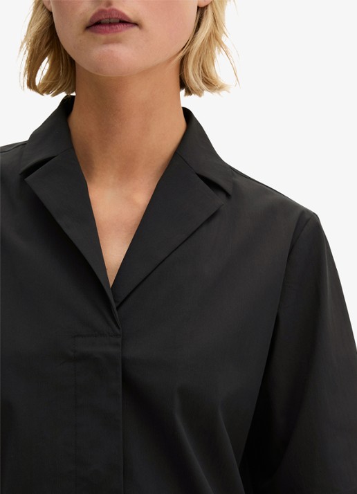 Marc O'Polo Cropped blouse met blinde knoopsluiting - detail 5 black / zwart