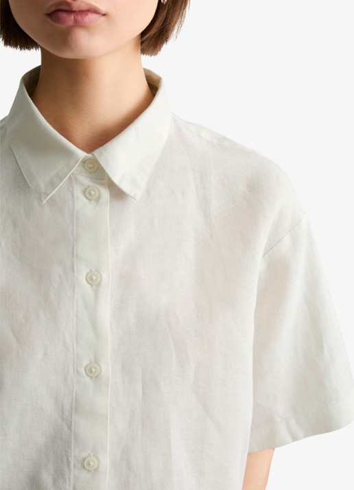 Marc O'Polo Denim Blouse in linnenblend - detail 5 silky white-1183 / wit