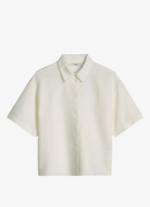 Marc O'Polo Denim Blouse in linnenblend - voorkant silky white-1183 / wit