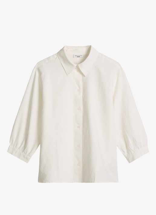 Marc O'Polo Denim Blouse met gestrikt detail - voorkant 2 wit