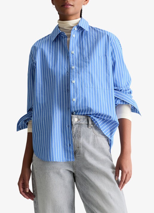 Marc O'Polo Denim Blouse met streepprint en borstzak
