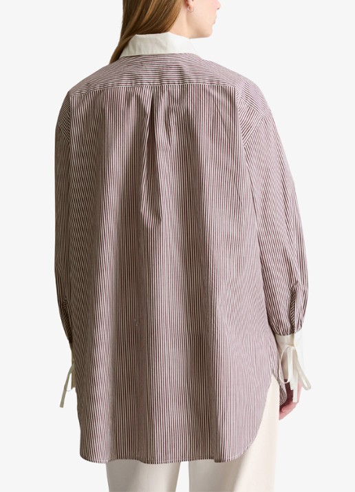 Marc O'Polo Denim Blouse met streepprint en borstzak - achterkant dark red/7026