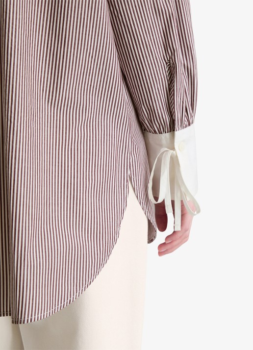 Marc O'Polo Denim Blouse met streepprint en borstzak - detail 5 dark red/7026